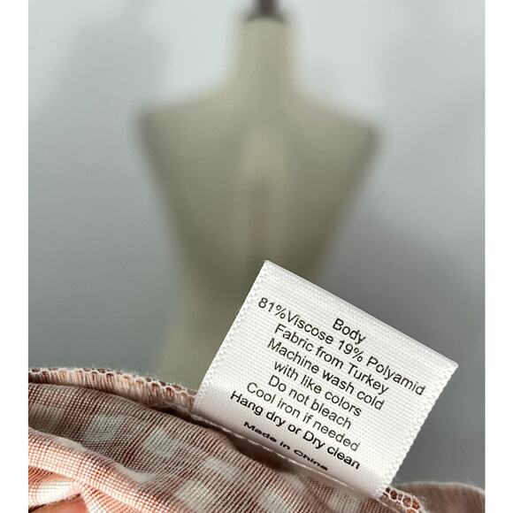 HUNTER BELL Sz L Large Peach Terracotta Gingham Dress McCauley NWT - Picture 16 of 16